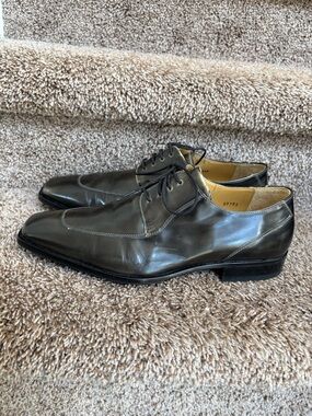 Mezlan Men's Olive Gray Leather Derby Dress Shoes